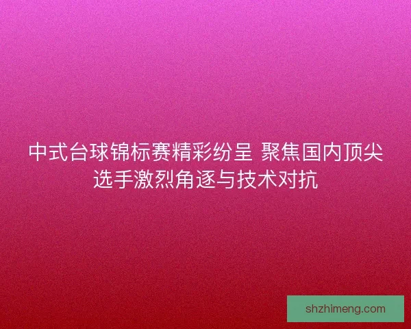 中式台球锦标赛精彩纷呈 聚焦国内顶尖选手激烈角逐与技术对抗