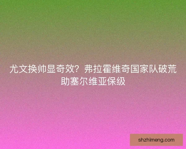 尤文换帅显奇效？弗拉霍维奇国家队破荒助塞尔维亚保级