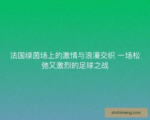 法国绿茵场上的激情与浪漫交织 一场松弛又激烈的足球之战