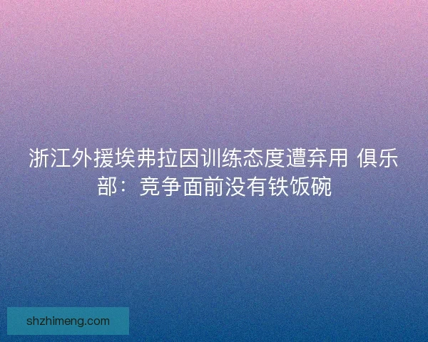 浙江外援埃弗拉因训练态度遭弃用 俱乐部：竞争面前没有铁饭碗