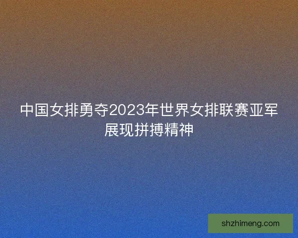 中国女排勇夺2023年世界女排联赛亚军展现拼搏精神 中国女排勇夺2023年世界女排联赛亚军展现拼搏精神