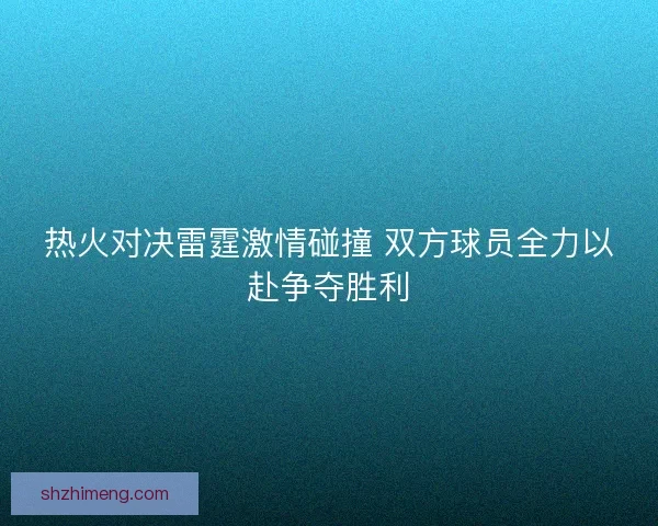热火对决雷霆激情碰撞 双方球员全力以赴争夺胜利
