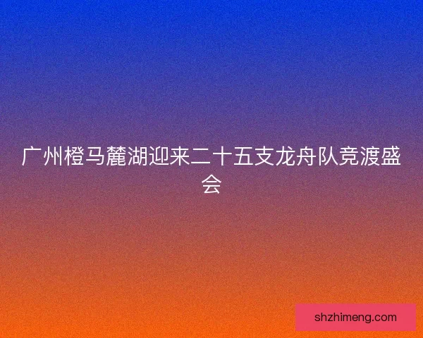 广州橙马麓湖迎来二十五支龙舟队竞渡盛会 广州橙马麓湖迎来二十五支龙舟队竞渡盛会