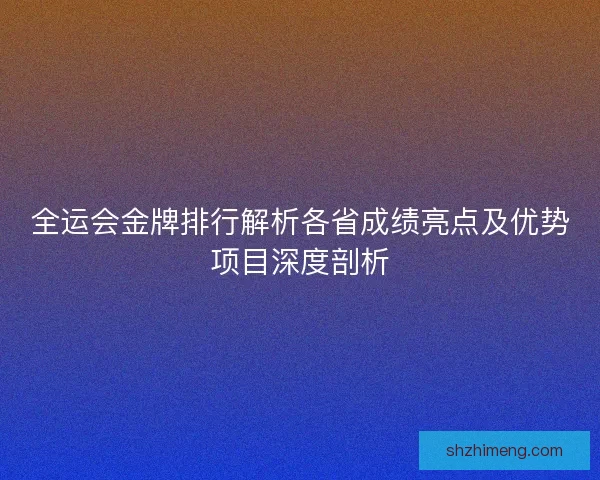全运会金牌排行解析各省成绩亮点及优势项目深度剖析